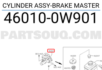 Nissan 460100W901 CYLINDER ASSY-BRAKE MASTER