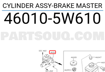 Nissan 460105W610 CYLINDER ASSY-BRAKE MASTER