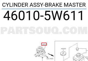 Nissan 460105W611 CYLINDER ASSY-BRAKE MASTER
