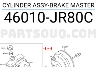 Nissan 46010JR80C CYLINDER ASSY-BRAKE MASTER