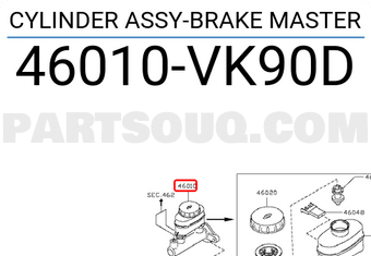 Nissan 46010VK90D CYLINDER ASSY-BRAKE MASTER