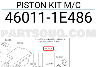 Nissan 460111E486 PISTON KIT M/C