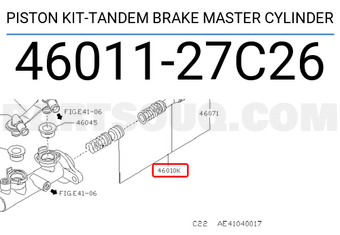 Nissan 4601127C26 PISTON KIT-TANDEM BRAKE MASTER CYLINDER