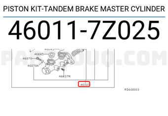 Nissan 460117Z025 PISTON KIT-TANDEM BRAKE MASTER CYLINDER