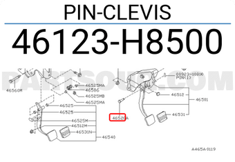 Nissan 46123H8500 PIN-CLEVIS