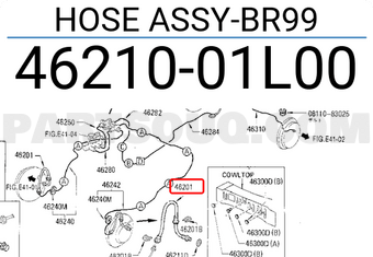 Nissan 4621001L00 HOSE ASSY-BR99