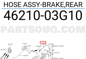 Nissan 4621003G10 HOSE ASSY-BRAKE,REAR