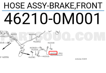 Nissan 462100M001 HOSE ASSY-BRAKE,FRONT