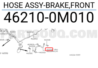 Nissan 462100M010 HOSE ASSY-BRAKE,FRONT