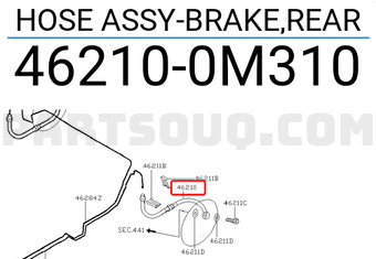 Nissan 462100M310 HOSE ASSY-BRAKE,REAR