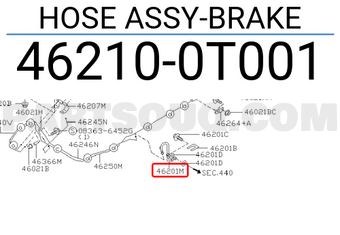 Nissan 462100T001 HOSE ASSY-BRAKE