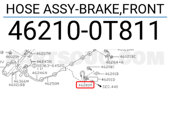 Nissan 462100T811 HOSE ASSY-BRAKE,FRONT