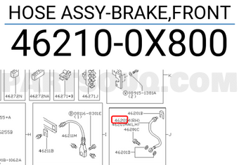 Nissan 462100X800 HOSE ASSY-BRAKE,FRONT