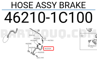 Nissan 462101C100 HOSE ASSY BRAKE