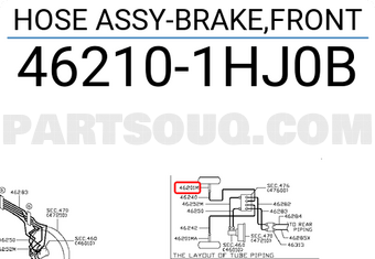 Nissan 462101HJ0B HOSE ASSY-BRAKE,FRONT