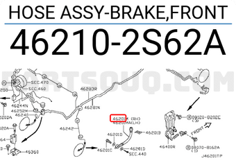 Nissan 462102S62A HOSE ASSY-BRAKE,FRONT