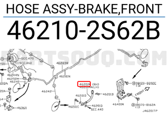 Nissan 462102S62B HOSE ASSY-BRAKE,FRONT