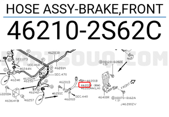 Nissan 462102S62C HOSE ASSY-BRAKE,FRONT