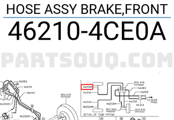 Nissan 462104CE0A HOSE ASSY BRAKE,FRONT
