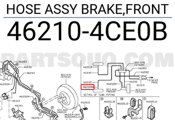 Nissan 462104CE0B HOSE ASSY BRAKE,FRONT