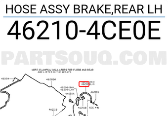 Nissan 462104CE0E HOSE ASSY BRAKE,REAR LH