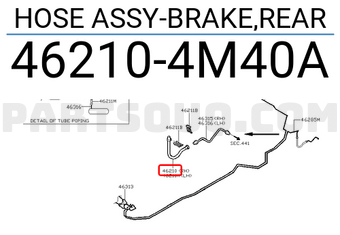 Nissan 462104M40A HOSE ASSY-BRAKE,REAR