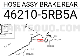 Nissan 462105RB5A HOSE ASSY BRAKE,REAR