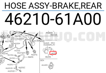 Nissan 4621061A00 HOSE ASSY-BRAKE,REAR