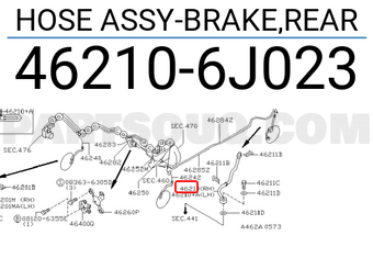 Nissan 462106J023 HOSE ASSY-BRAKE,REAR