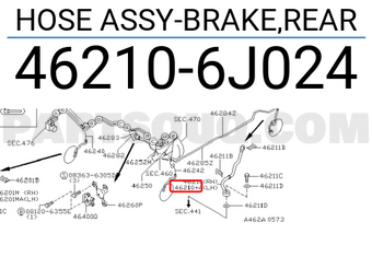 Nissan 462106J024 HOSE ASSY-BRAKE,REAR