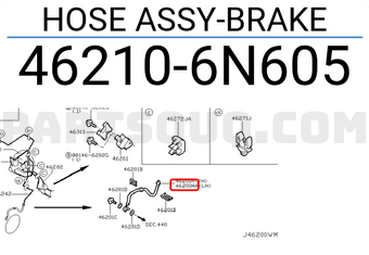 Nissan 462106N605 HOSE ASSY-BRAKE