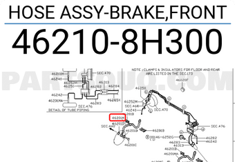 Nissan 462108H300 HOSE ASSY-BRAKE,FRONT