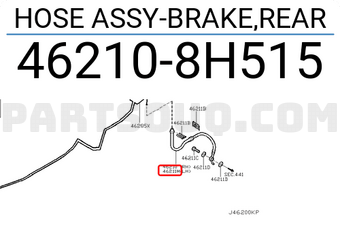 Nissan 462108H515 HOSE ASSY-BRAKE,REAR