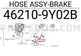 Nissan 462109Y02B HOSE ASSY-BRAKE