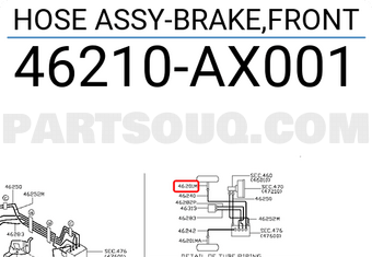 Nissan 46210AX001 HOSE ASSY-BRAKE,FRONT