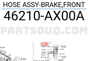 Nissan 46210AX00A HOSE ASSY-BRAKE,FRONT