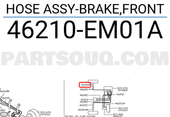 Nissan 46210EM01A HOSE ASSY-BRAKE,FRONT