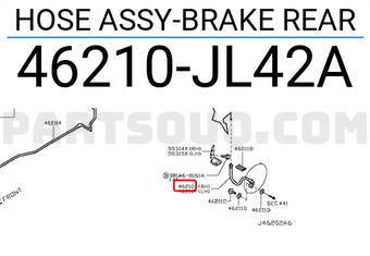 Nissan 46210JL42A HOSE ASSY-BRAKE REAR