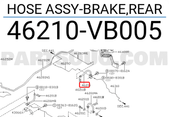 Nissan 46210VB005 HOSE ASSY-BRAKE,REAR