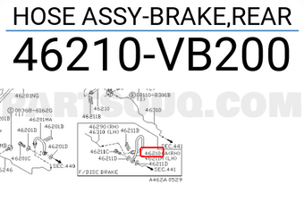 Nissan 46210VB200 HOSE ASSY-BRAKE,REAR