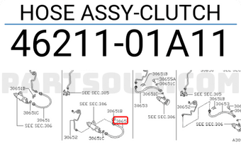 Nissan 4621101A11 HOSE ASSY-CLUTCH