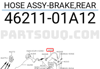 Nissan 4621101A12 HOSE ASSY-BRAKE,REAR
