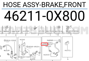 Nissan 462110X800 HOSE ASSY-BRAKE,FRONT
