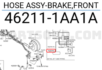 Nissan 462111AA1A HOSE ASSY-BRAKE,FRONT