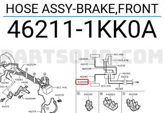 Nissan 462111KK0A HOSE ASSY-BRAKE,FRONT