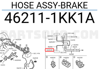 Nissan 462111KK1A HOSE ASSY-BRAKE