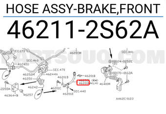 Nissan 462112S62A HOSE ASSY-BRAKE,FRONT
