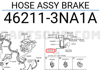 Nissan 462113NA1A HOSE ASSY BRAKE