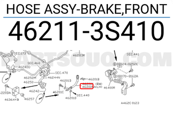 Nissan 462113S410 HOSE ASSY-BRAKE,FRONT