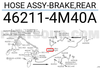 Nissan 462114M40A HOSE ASSY-BRAKE,REAR